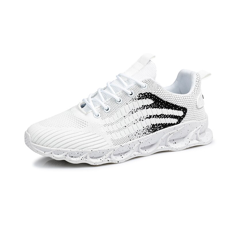 Sportssko mærke sko brede åndbare sneakers mænd sko letvægts sort mand walking fodtøj mænds fritidssko: Hvid / 10