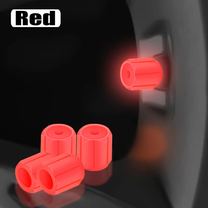 Luminous Car Tire Valve Caps Plastic Red Motorcycle Bike Tyre Valve Caps Wheel Hub Glow Decoration Dustproof Tyre Rim Stem Cover: Ivory