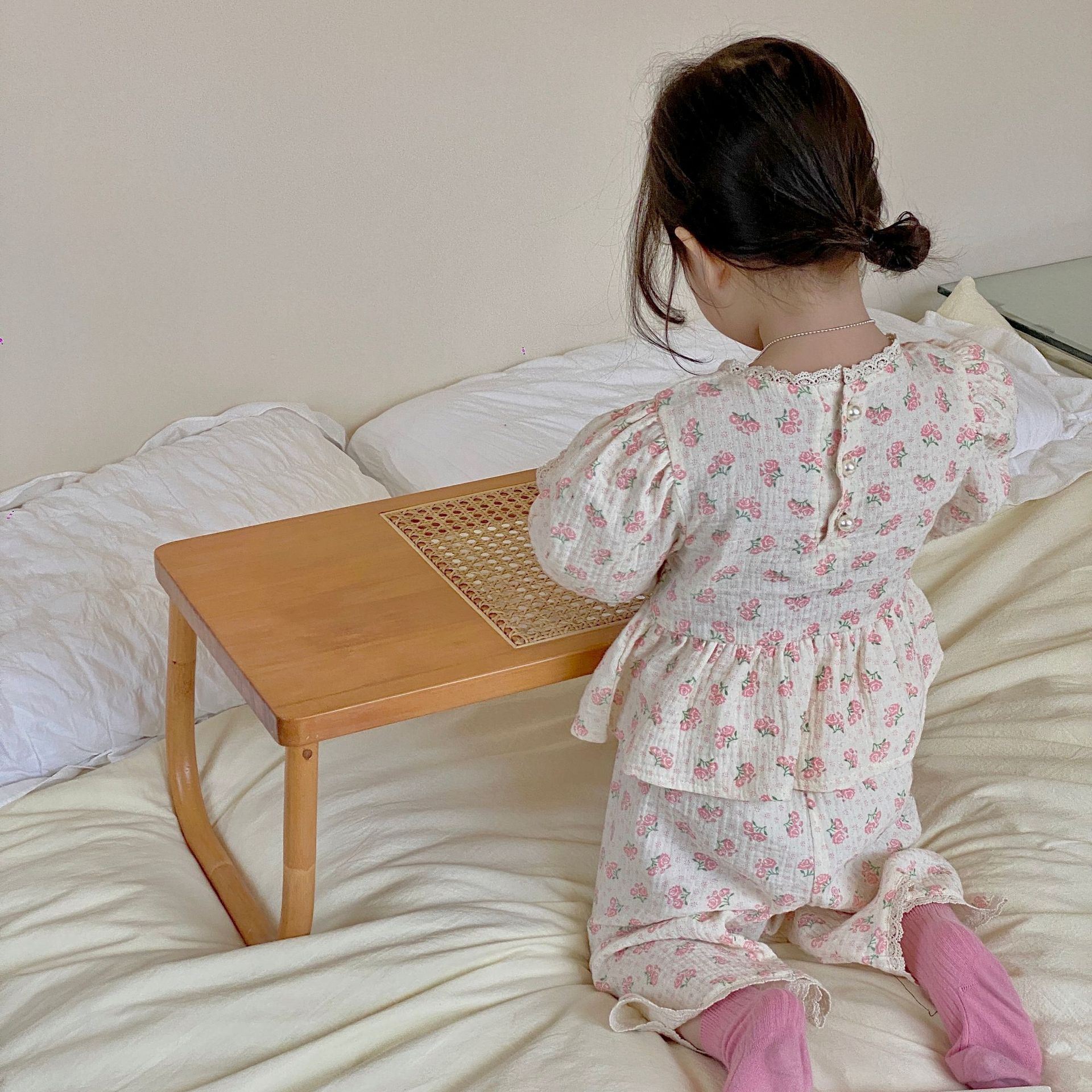 Conjunto de pijama de 2 piezas con fresas para niña, traje de Top + Pantalones, de Primavera