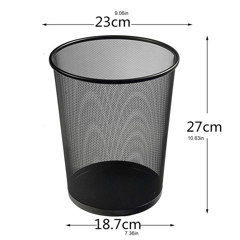 Metal Mesh Round Trash Can Wrought Iron Kitchen Without Lid Bucket Bathroom Home Office Dustbin Trash Rubbish Bin Basket A40