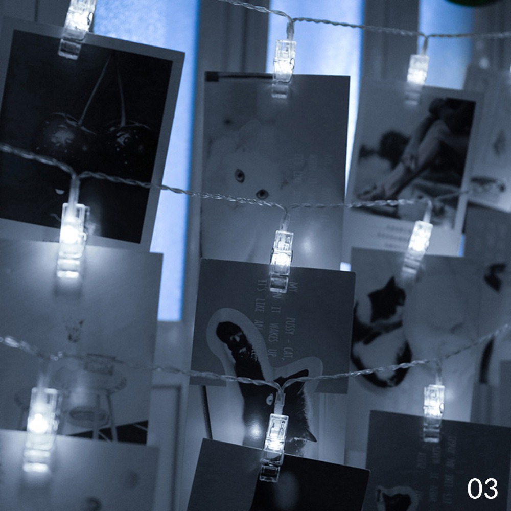 Led-ljusslinga med klämmor för att hänga upp bilder för dekoration internetkändisrumsdekoration fotostudio vägglampslinga