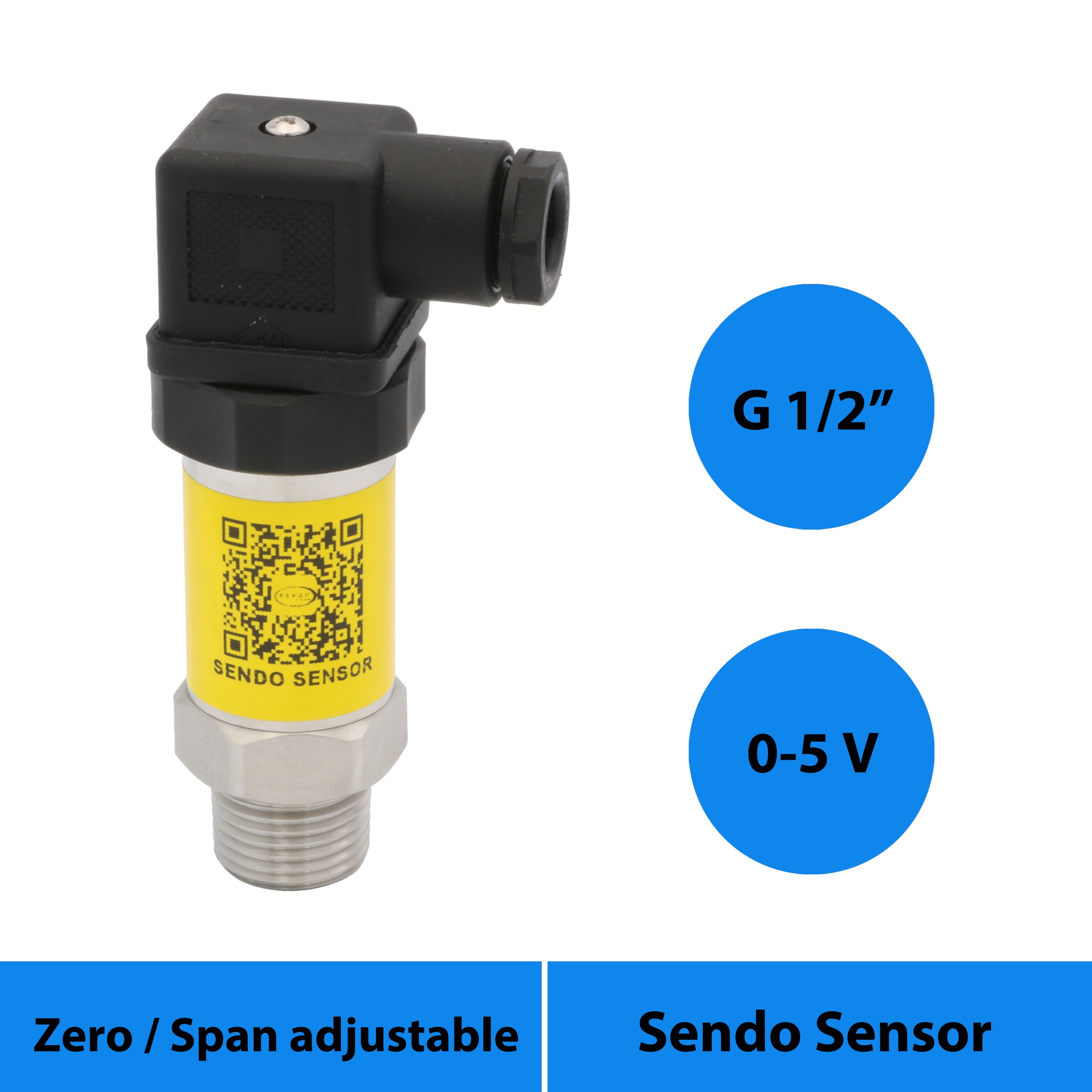 0-5v trykksensor, trykk 0 to 200 bar , 20 mpa , 0.35, 1 bar , 4, 5, 10 bar , 50, 100 bar , 250, 400 bar , g1 2 tommers utvendig gjenge