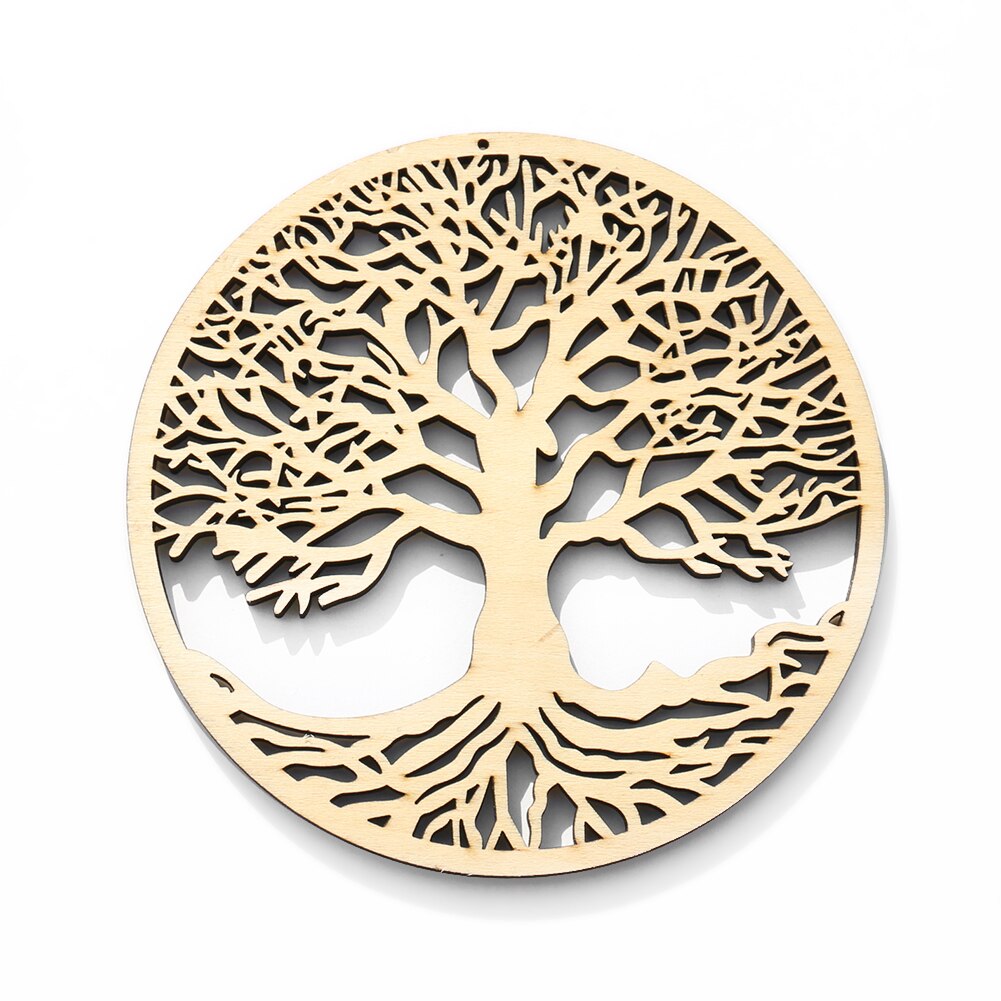 2 pçs 14cm 3d árvore da vida parede pendurado decoração artesanal de madeira arte pendurado pingente ornamento coaster placemats base cristal