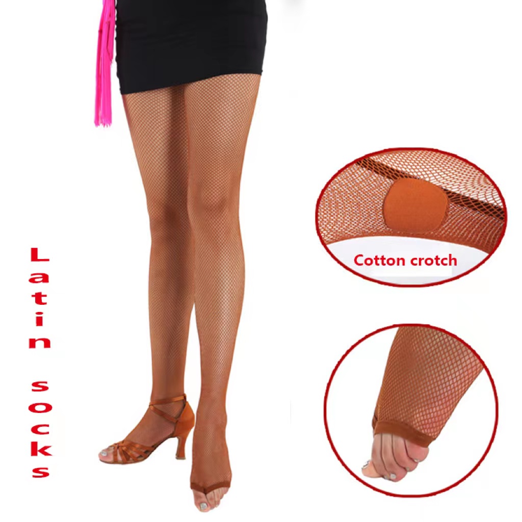 Collant latini Collant a rete piccola Cavallo in cotone caramello Calzini da danza moderna Collant a rete da ballo resistenti all'usura
