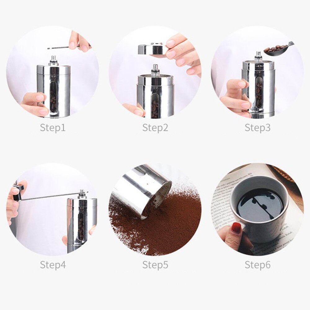 Manual Coffee Grinder Conical Burr Mill Brushed Stainless Steel Tea