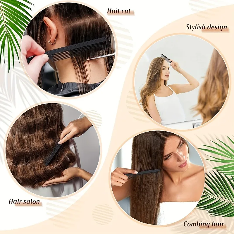 Juego de peines de cola de rata, herramientas de separación de cabello de precisión para peluquería , peines de peinado duraderos para salón de barbería y hogar, 5 uds.