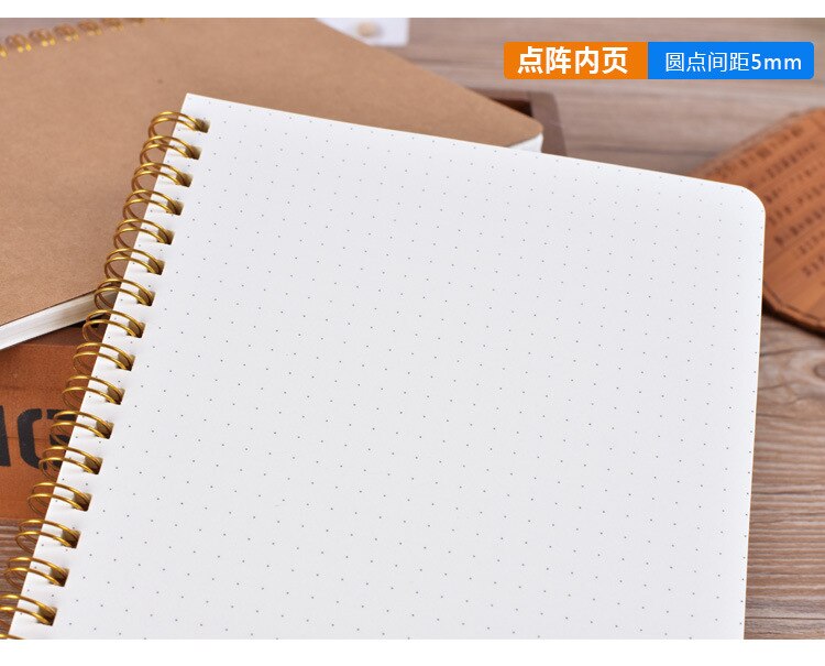 A5 Spiral Notebook Kraft Dot Grid Time Management Blank Book Coil Journal Weekly Planner Notepad School Office Supplies: Dot
