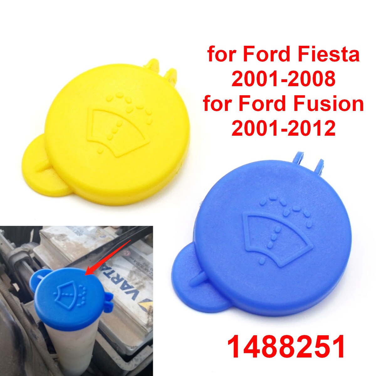 Bil vindusvisker spylervæske lokk vanntank flaskelokk deksel 1488251 for ford fiesta v fusion figo ec