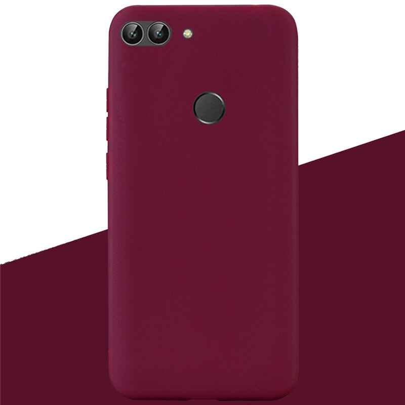 For Huawei P Smart Case TPU Soft Silicone Candy color Back Cover Phone Case For Huawei P Smart FIG-LX1 PSmart Case Fundas: 10 Wine Red