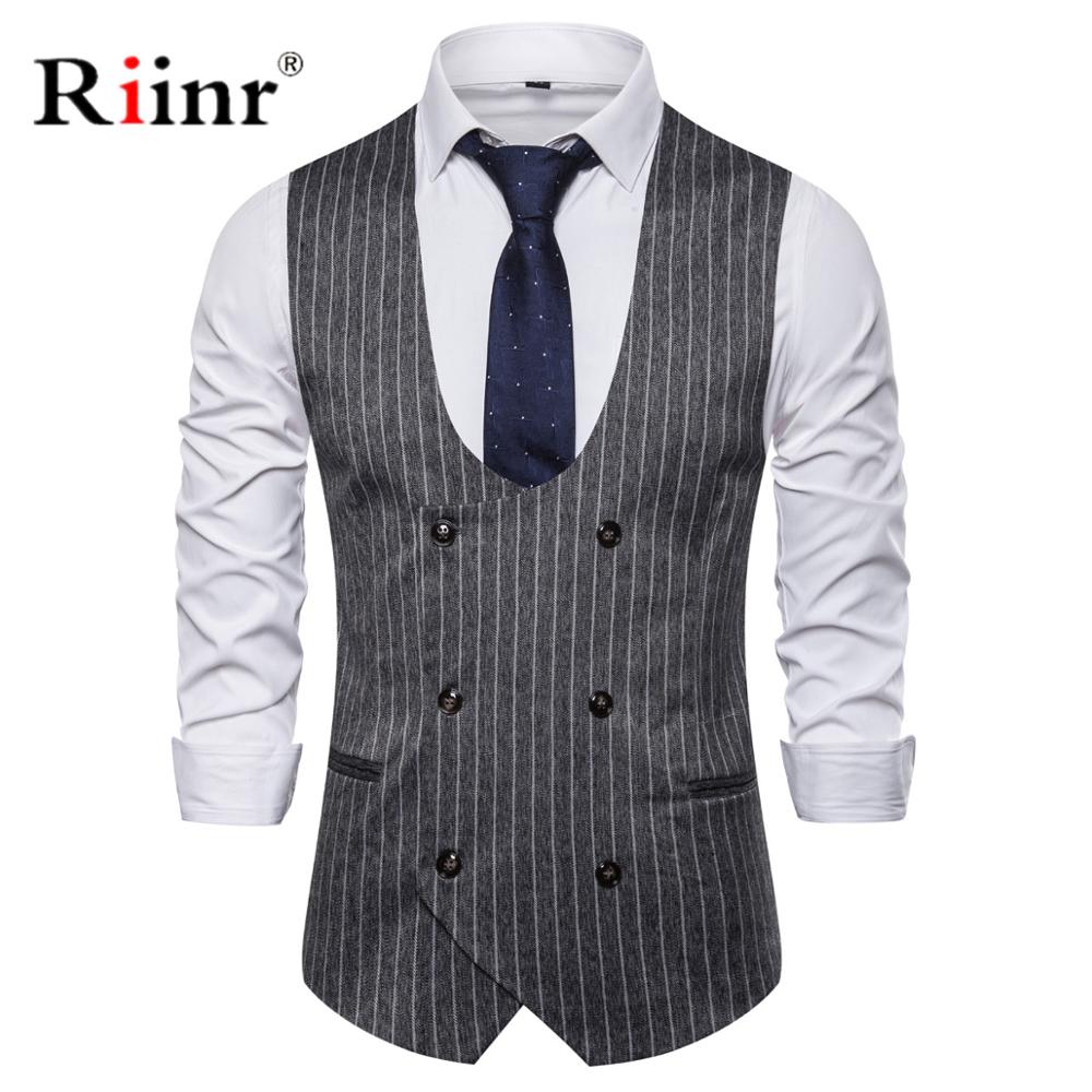 Double Breasted Suede Vest Mannen Casual Slim Fit V-hals Grey Heren Vesten Gentleman Pak Gilet Homme Tops Chalecos para Hombre