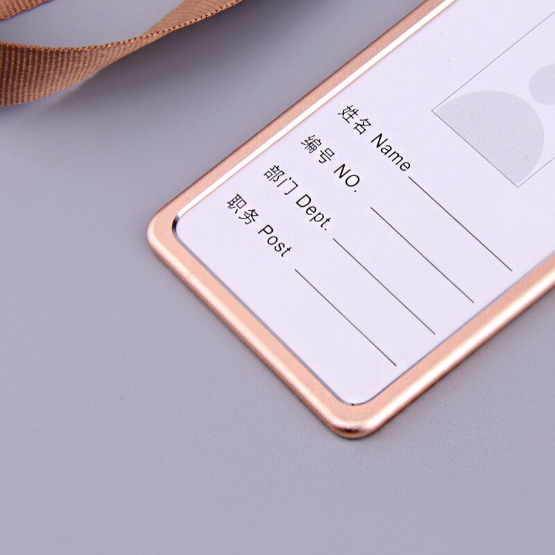 Name ID Card Cover Work Card Holders Metal Work Identity Pass Cover with Lanyard Card Case Office Accessories