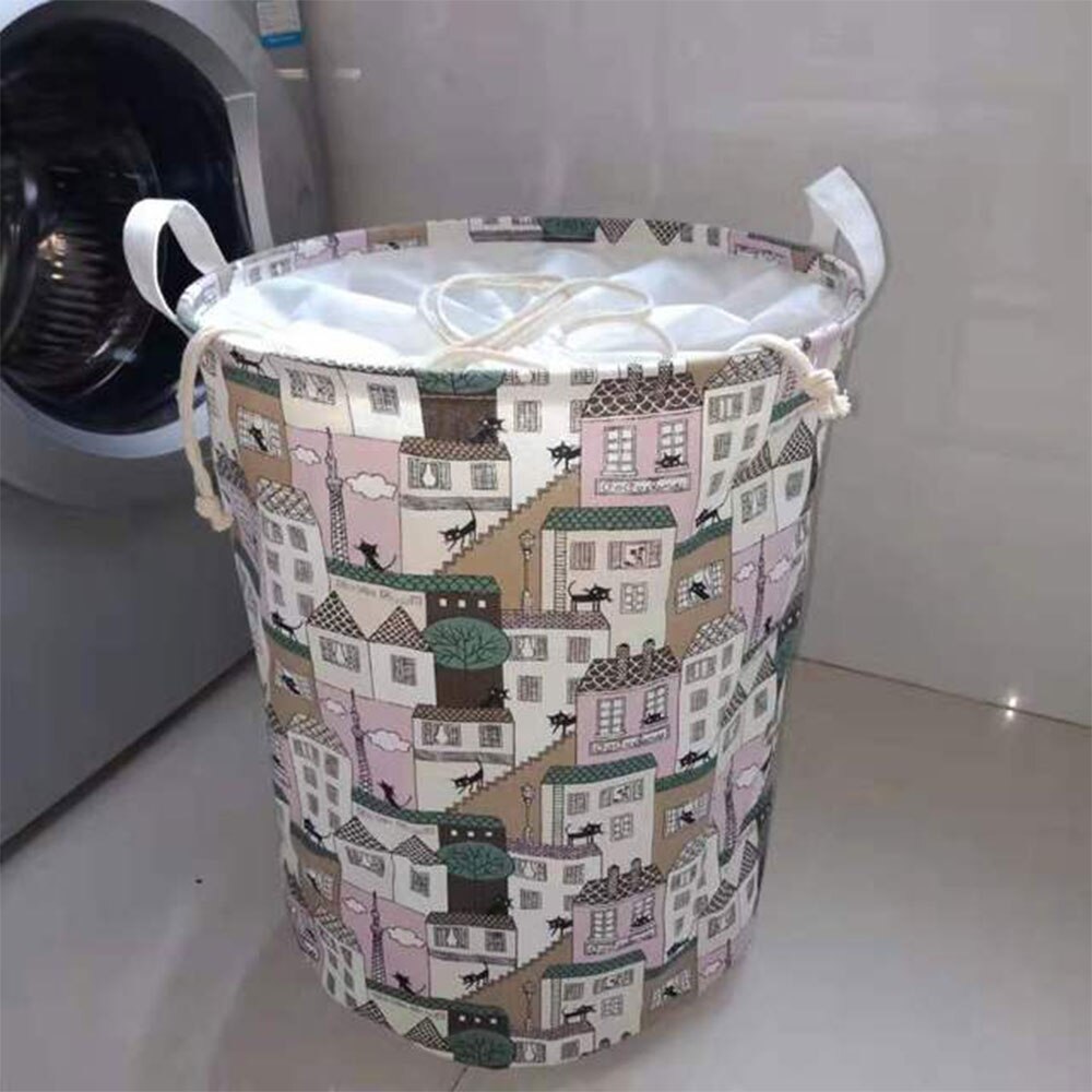 Large Capacity Drawstring Laundry Hamper Canvas Storage Bag Organizer With Handle Bin Folding Collapsible Laundry Basket