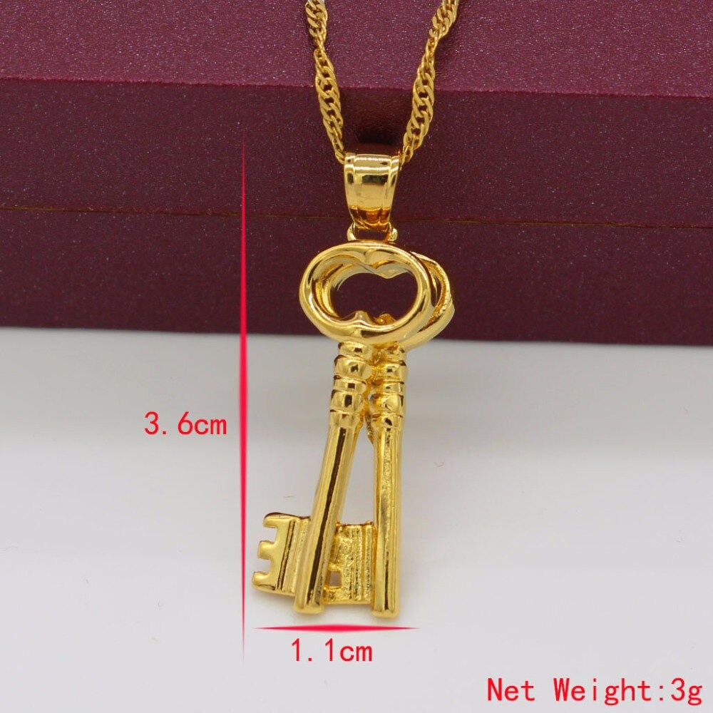 Light Weight Key Pendant Gold Color African/Nigeria Women/Girls Pendant Necklaces Party Accessories