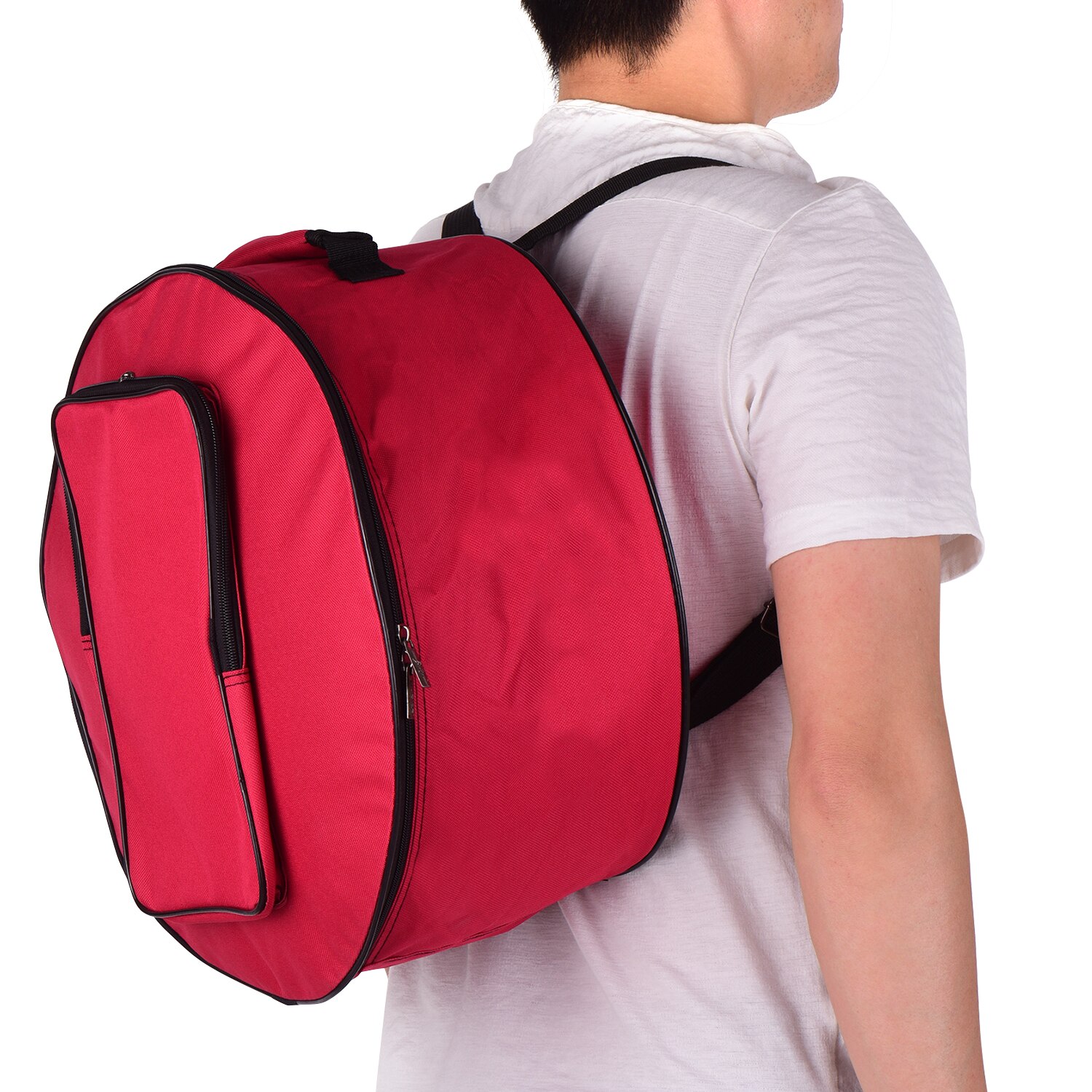 Mini Snare Drum Bag Backpack Case with Shoulder Strap Outside Pockets Percussion Instrument Accessories: Red