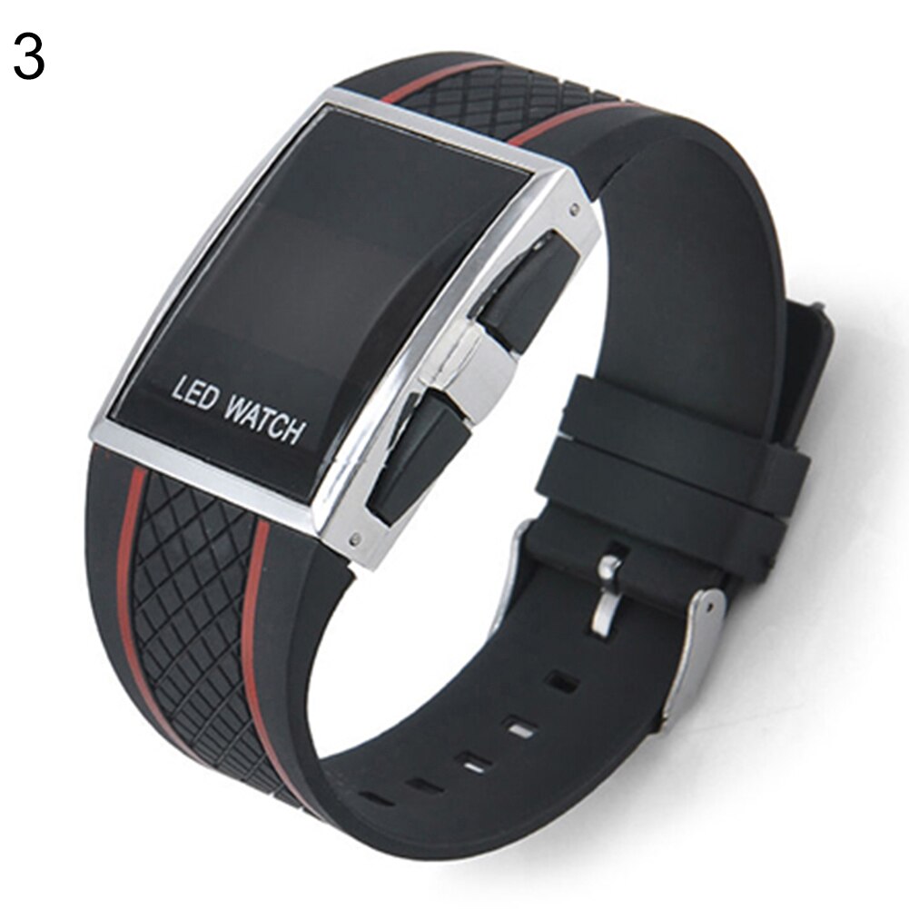 Casual Unisex Square Case LED Digital Display Sports Wrist Watch: Red
