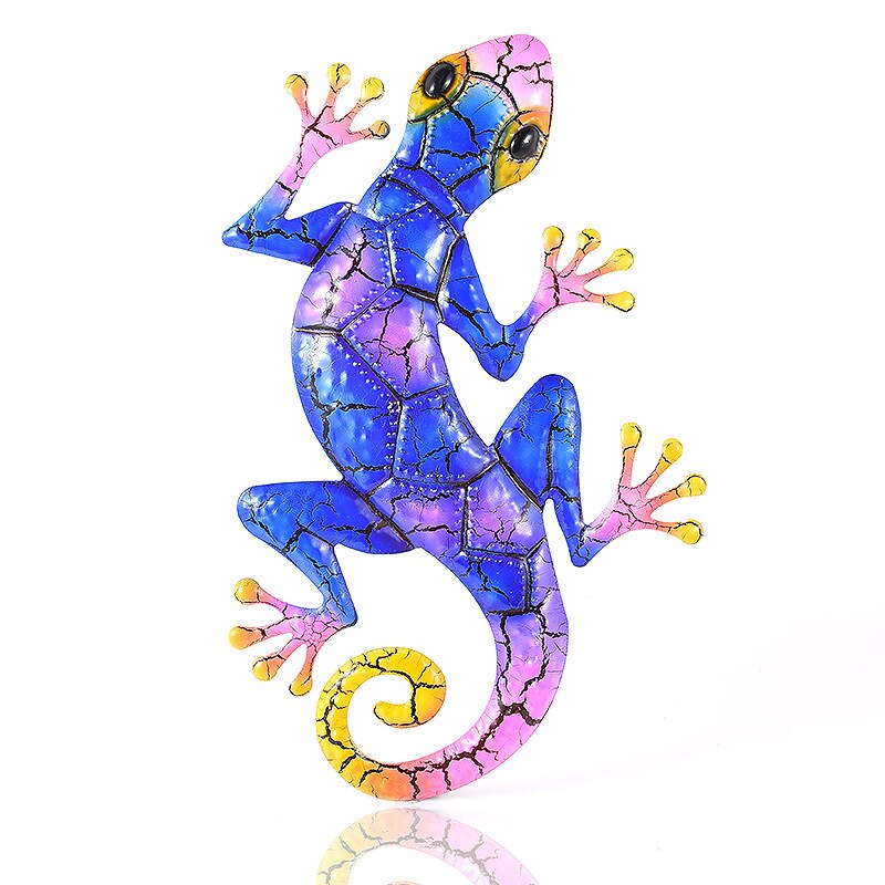 Metall Gecko Hof Garten Dekoration Außen Eisen Statuen Heimat-garten Zauberstab Dekor Miniatur Zubehör Skulpturen Ornamente Gebühr: Blau