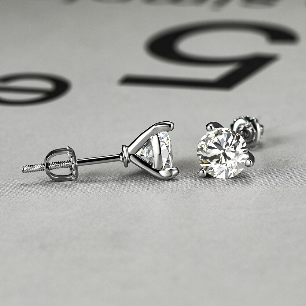 Dainty Vrouwelijke Mannelijke 6Mm Kleine Ronde Oorbellen Wit Goud Zwart Blauw Groen Rood Stone Crystal Wedding Oorknopjes Voor vrouwen: White Earrings