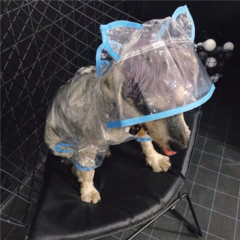 Transparent Raincoat with Hat Waterproof Dog Puppy Rain Coat Pet Raincoats For Small Dogs Pets Clothes Schnauzer Yorkie XPC02