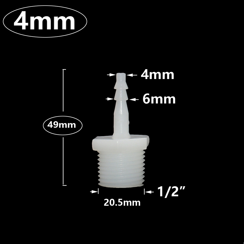 Männlich 1I2 Zoll bis 4/6/8/10/12/14/16/18/20 mm Kunststoff Schlauchtülle Anschluss PVC Wasser Rohrverschraubungen Koppler