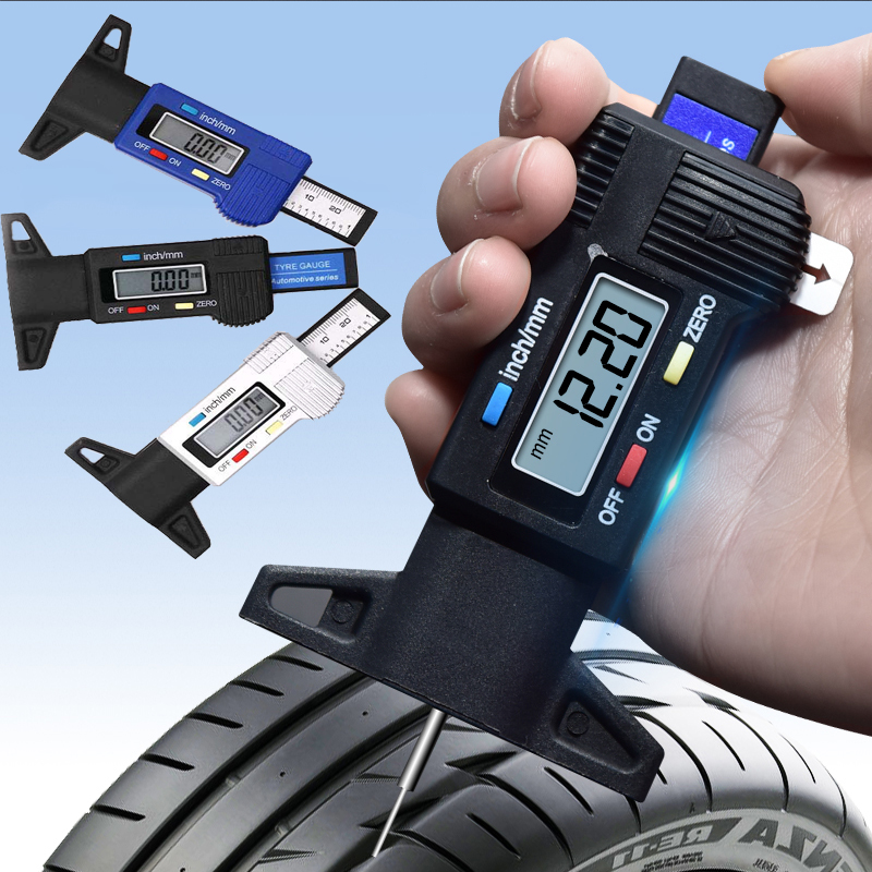 Medidor de profundidad de la banda de rodadura del neumático del coche con pantalla Digital, herramienta de medición, calibre de espesor, pastilla de freno, sistema de monitoreo de desgaste de zapatos