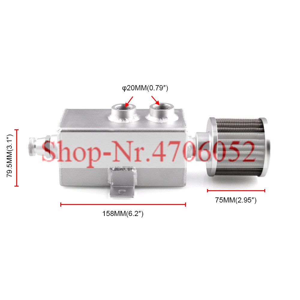 1L and 2L Aluminum oil catch can tank with breather & drain tap 2LT baffle