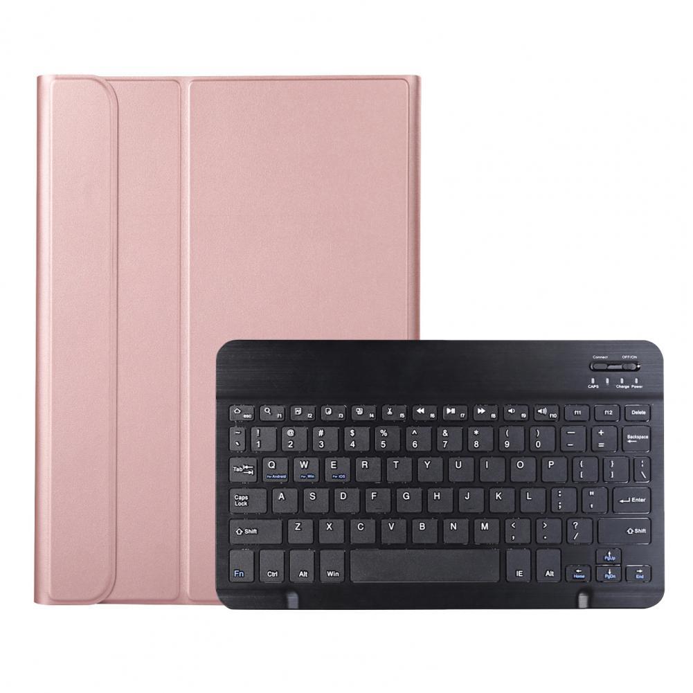 for Samsung Tab A8 SM-X205/X200 Tablet Keyboard Case Bluetooth-compatible Keypad Case Detachable Touchpad Protective Case: Rose Gold Black