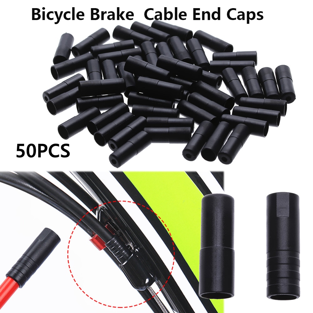 50 bucăți 4/5mm capace de frână/cablu de schimbător din plastic negru pentru bicicletă, frână exterioară, vârfuri de capăt ale cablului, piese de schimb pentru ciclism, accesoriu pentru bicicletă mtb