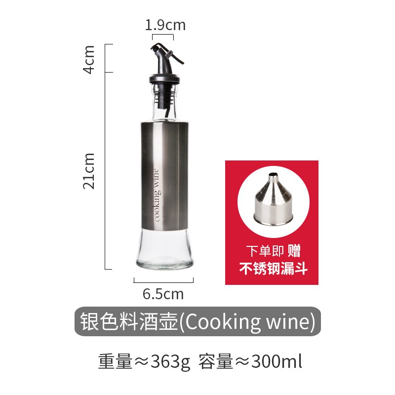 Olivenöl Spender Flasche Soße Essig Wein Gewürz Glas Edelstahl Behälter Küche Lagerung Kochen Werkzeug Zubehör: Kochen Wein-Silber-