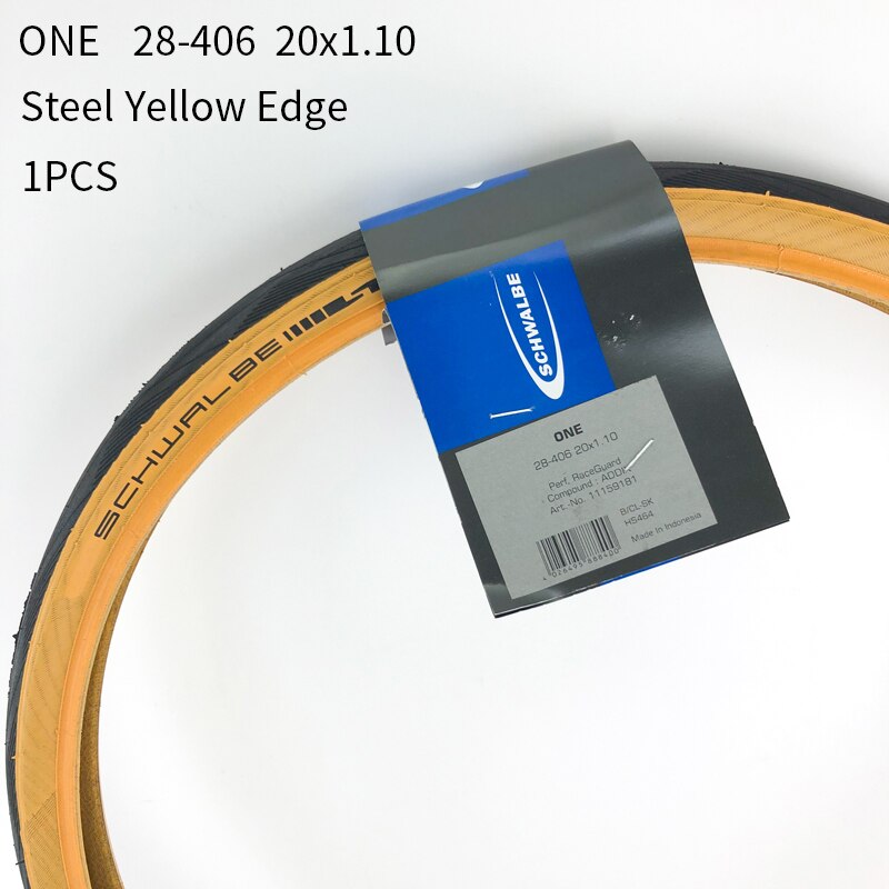 Schwalbe stålwire cykeldæk 20 tommer 28-406 451 sort gul kantdæk et 20 x 1.10 til foldecykel lille hjul cykeldæk: 28-406 gule 1pc