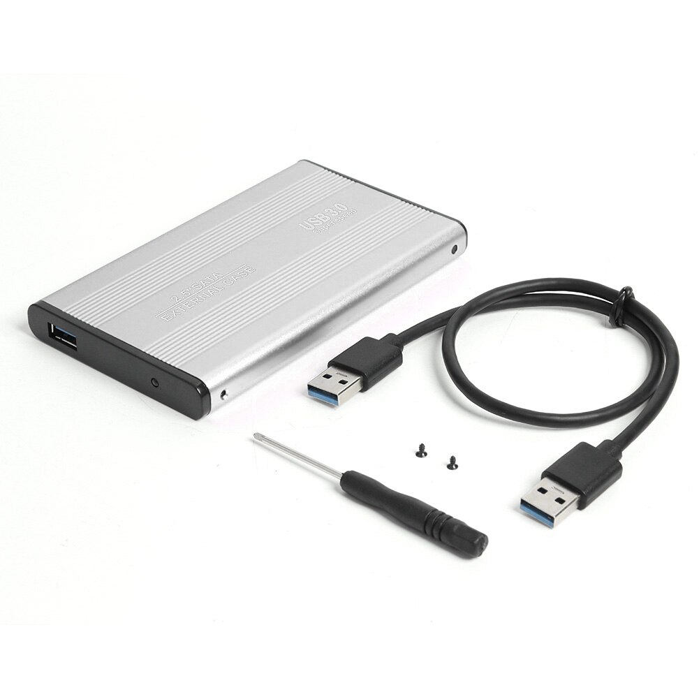2.5 tums usb 3.0 extern hdd-hölje låda sata till usb 3.0 hdd hårddiskfodral 5 gbps aluminium ssd-låda stöd 3tb för bärbar dator: Silver-