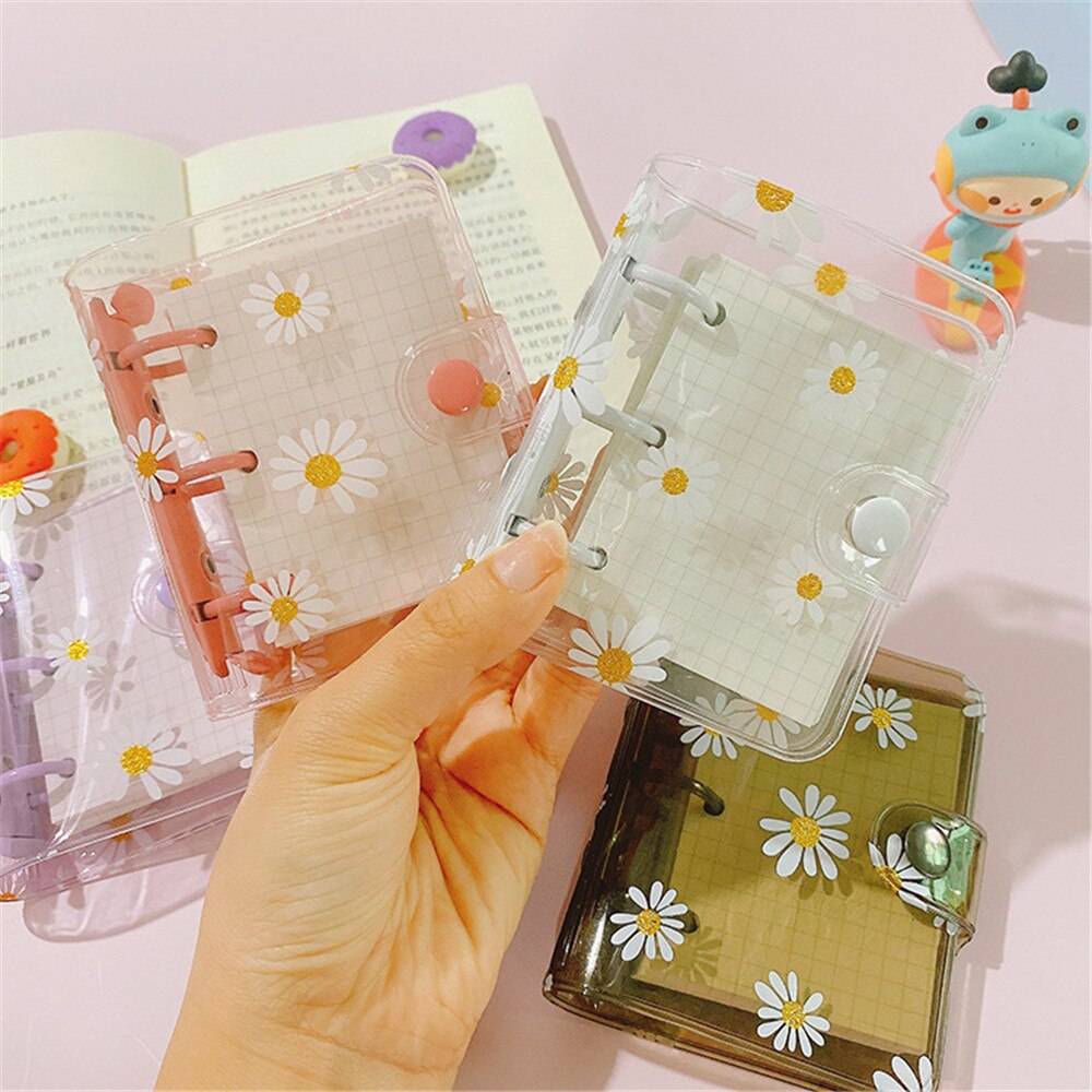 Mini 3 Holes Loose Leaf Notebook Cute Daisy Binder Ring Hand Book File Folder Kawaii Notebook Planner Office School Journals