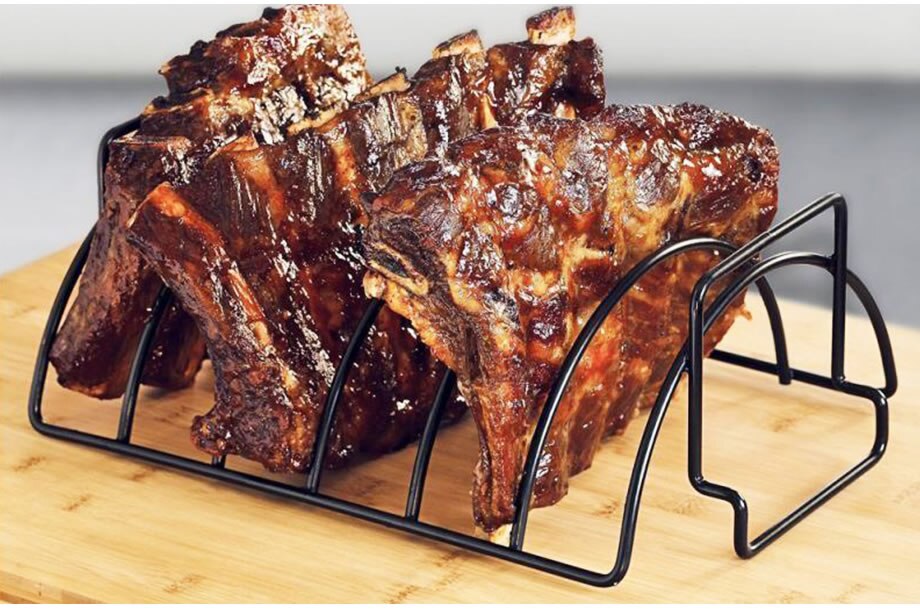 Järn revbensställ grill grill grill tillbehör multifunktion utomhusgrillning kyckling nötköttsställ kök kött fågelredskap