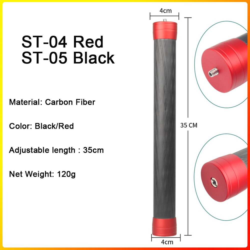 SETTO Tripod Center Column Extension Tube Extender Pole Handheld Bar Telescopic Stick Rod for Gimbal/DJI/Zhiyun/DSLR Camera led: ST-04 Red