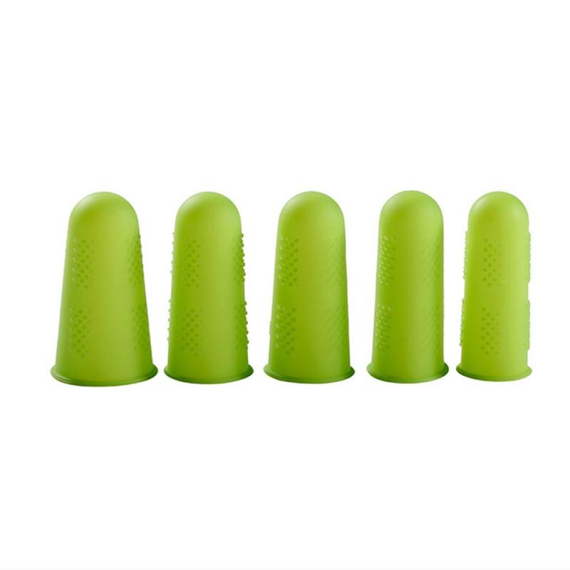 5pcs Silicone Finger Protector Sleeve Cover Anti-cut Heat Resistant Finger Sleeves Great Cooking For Cooking Kitchen Tools: Green / 3pcs