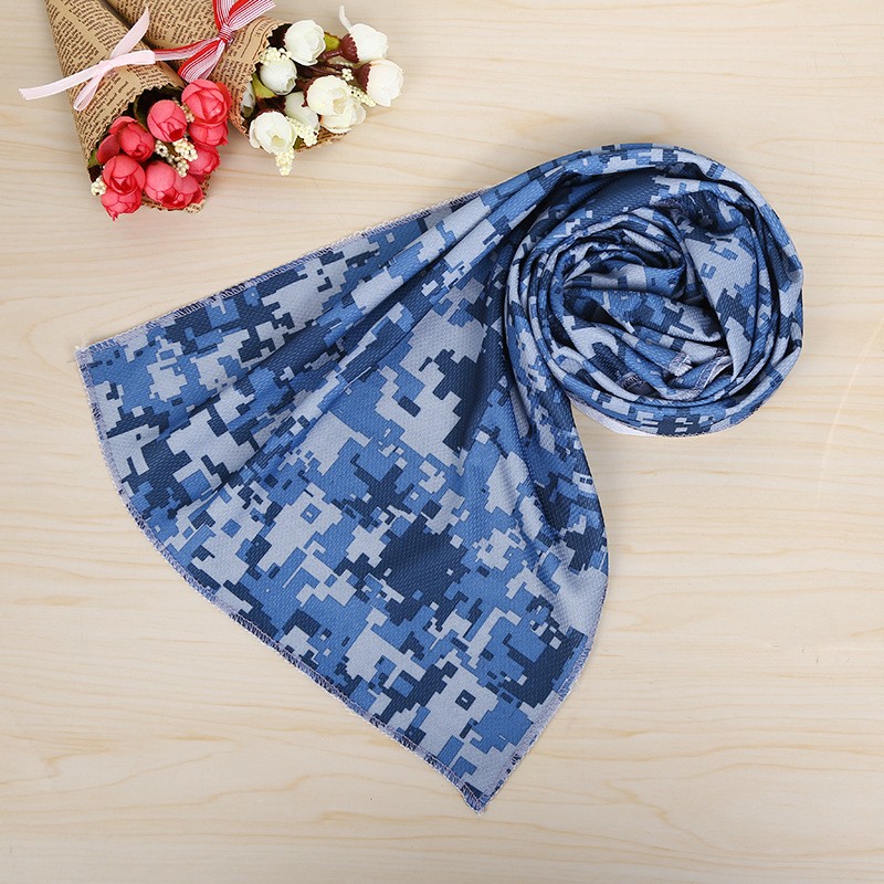 Ijs Handdoek Camouflage Kleuren Utility Blijvende Instant Cooling Handdoek Heat Relief Herbruikbare Chill Koele Handdoek: dark blue