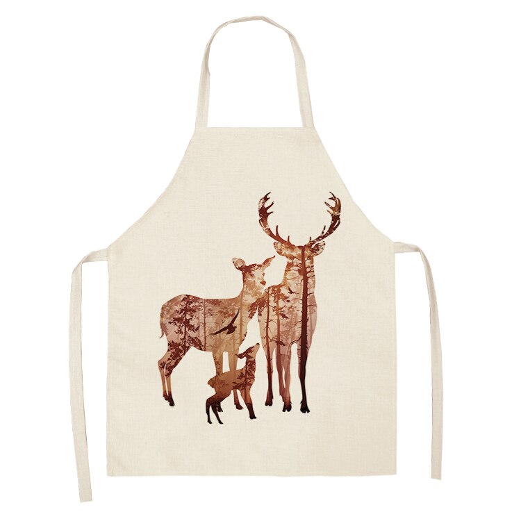 Hertenletter geometrische keukenschorten voor vrouwen katoenen linnen slabbetjes huishoudelijke schoonmaakschort thuis kookschort 53*65cm wql 0197: 2wq- wql 0191-20