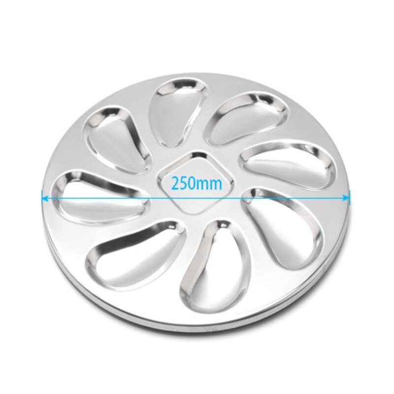 8 Slots Large Oyster Plate Stainless Platter Unmarked Platter French Oyster Mussel Shellfish Seafood Tray Home Restaurant Dish