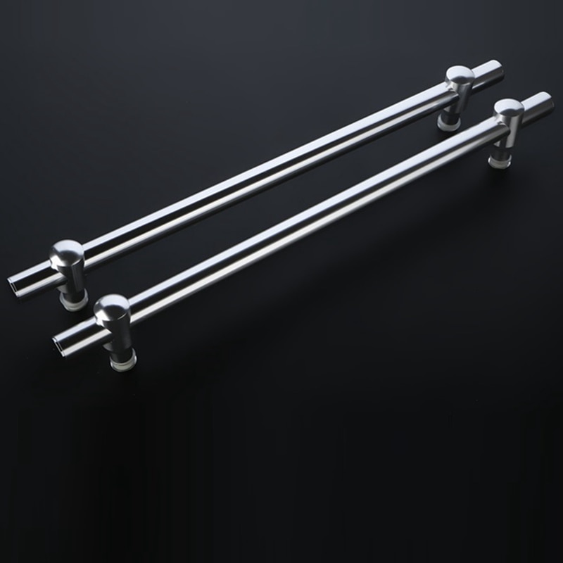 Aluminum Alloy Shower Room Glass Door Handle Push Sliding Door Handle Frameless Glass Door Adjustable Hole Polished