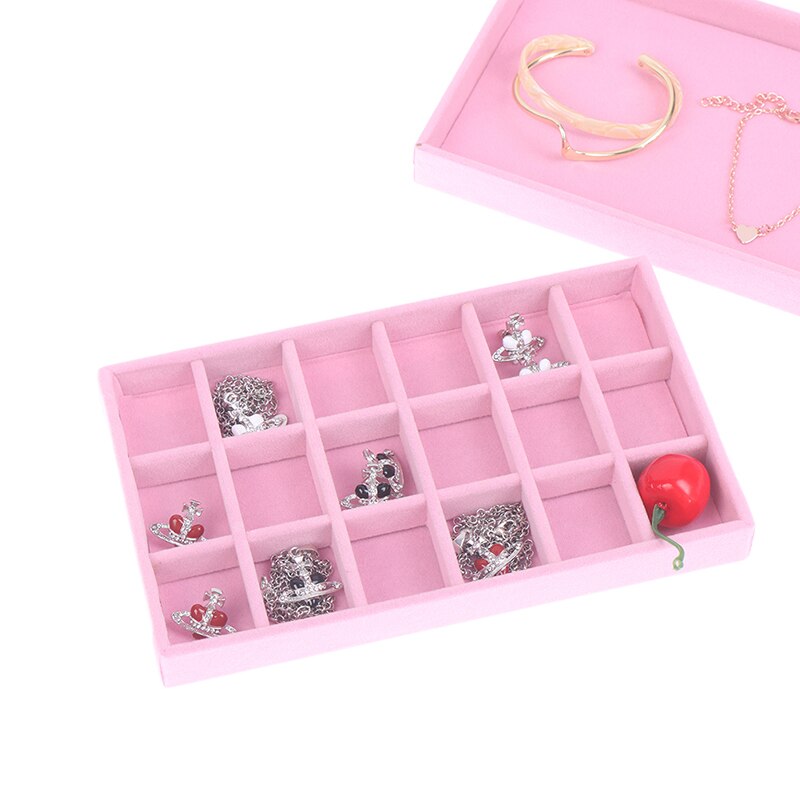 Pink Velvet Stackable Jewelry Display Tray Case for Jewellery Organizer Box Jewerly Organizer Jewelry Storage