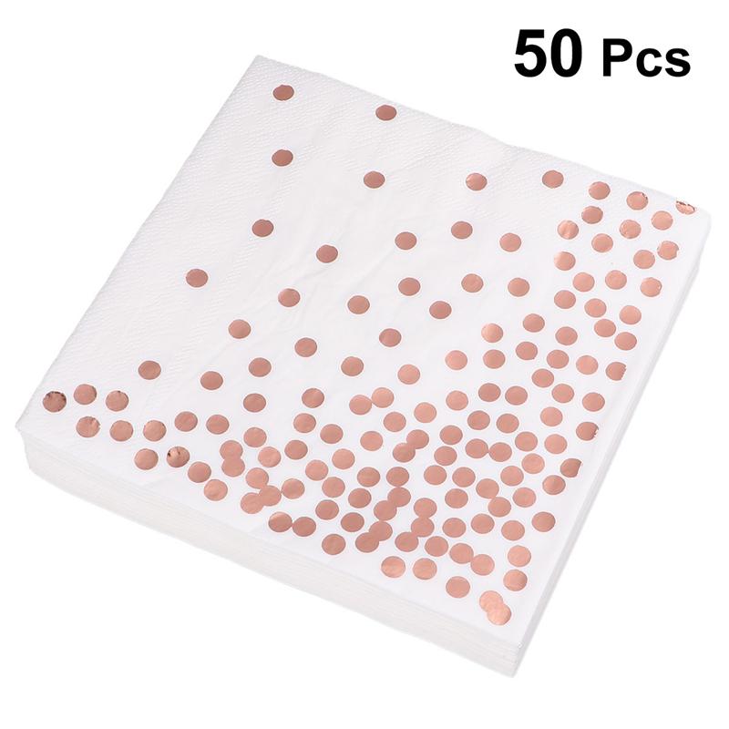 50 stk engangs polka-dot servietter bryllup tissue middag papirhåndklæde fest forsyninger til hotel restaurant (rose guld)