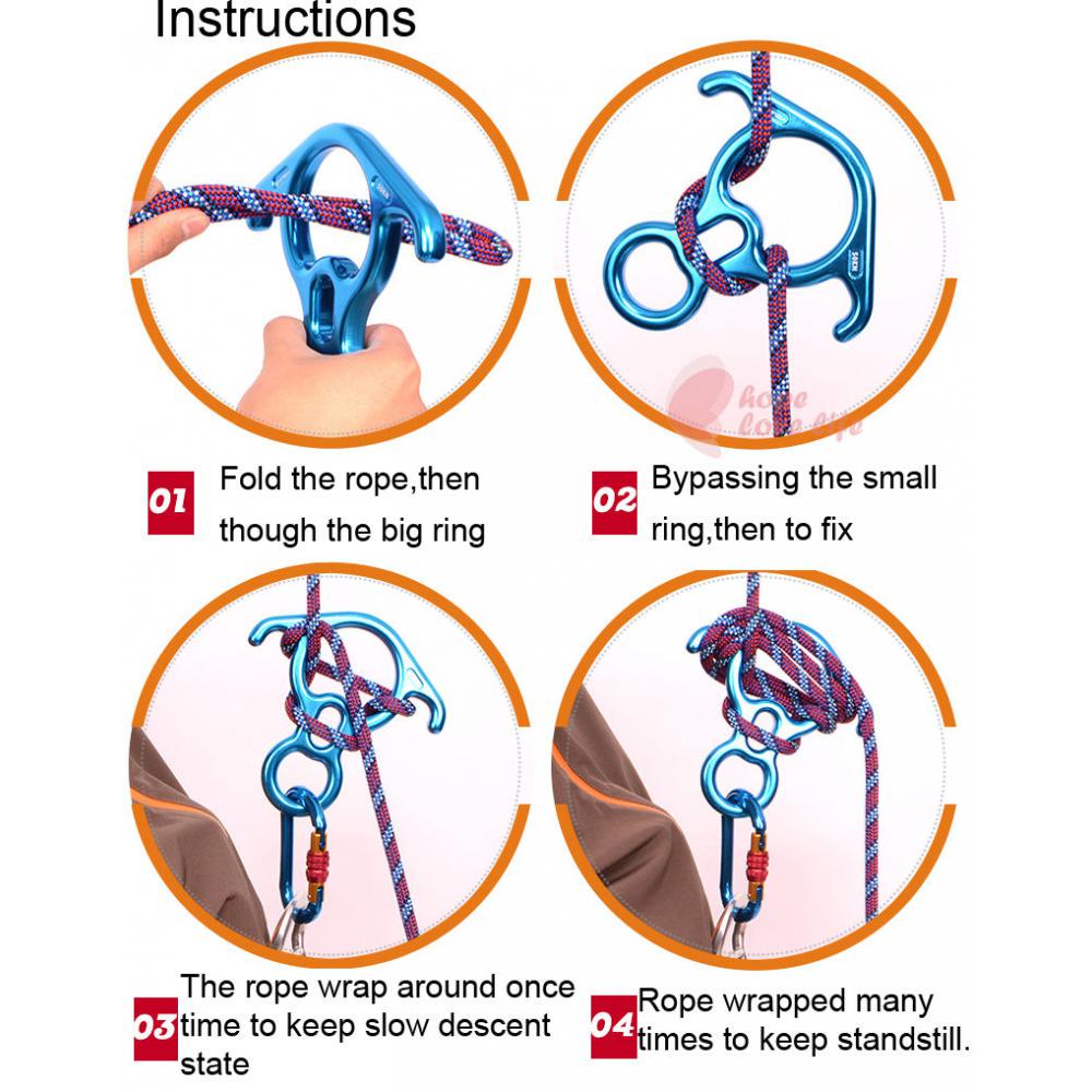 50KN Aluminum Magnesium Alloy Figure 8 Descender For Rock Climbing Rappel Rescue Rope Access Abseil Climbing Accessories