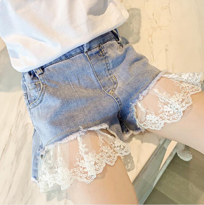 Baby Girls Denim Shorts Teenagers Summer Lace Short Pants Kids Beach Clothes Children's Shorts For Teenage Girls 4 6 8 10 12 14T: 150