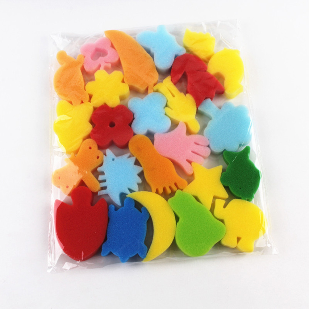 24Stck freundlicher Malerei Schwamm DIY Malerei Werkzeug Bunte Sortierte Schwamm freundlicher DIY Malerei Kunst Handwerk Bildung Spielzeug