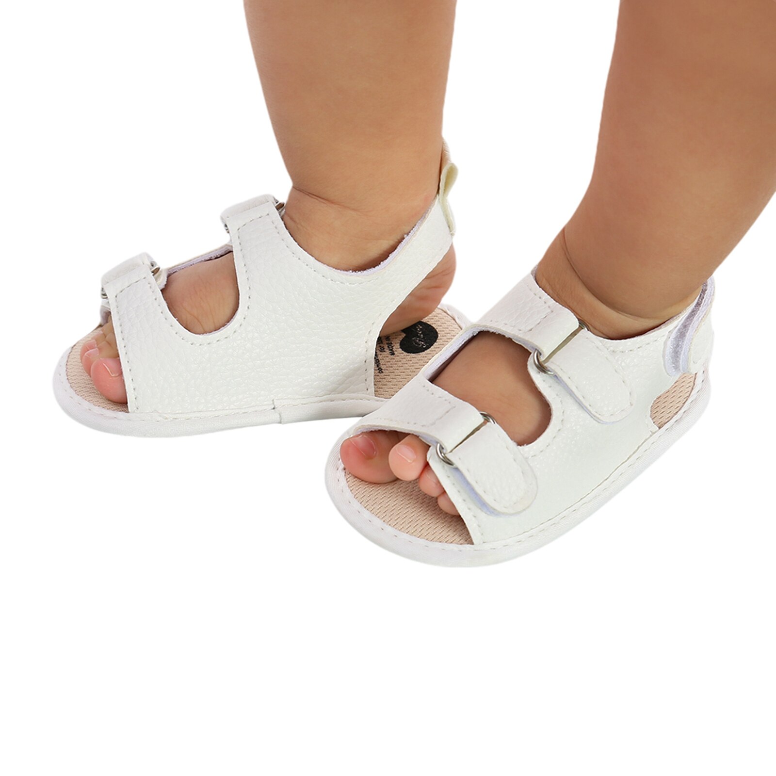 Sandales d'été en cuir pour bébés garçons et filles de 0 à 18 mois, chaussures à semelle antidérapante, couleur unie, première marche
