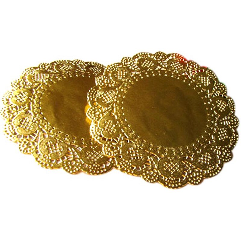 10.5 tum guldfolie doilies runda pappersdukar papp... – Grandado