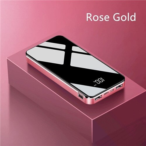Powerbank 30000 mah, tragbares ladegerät, externer akku, schnellladefunktion mit led-digitalanzeige, schnellladefunktion für smartphones: Roségold