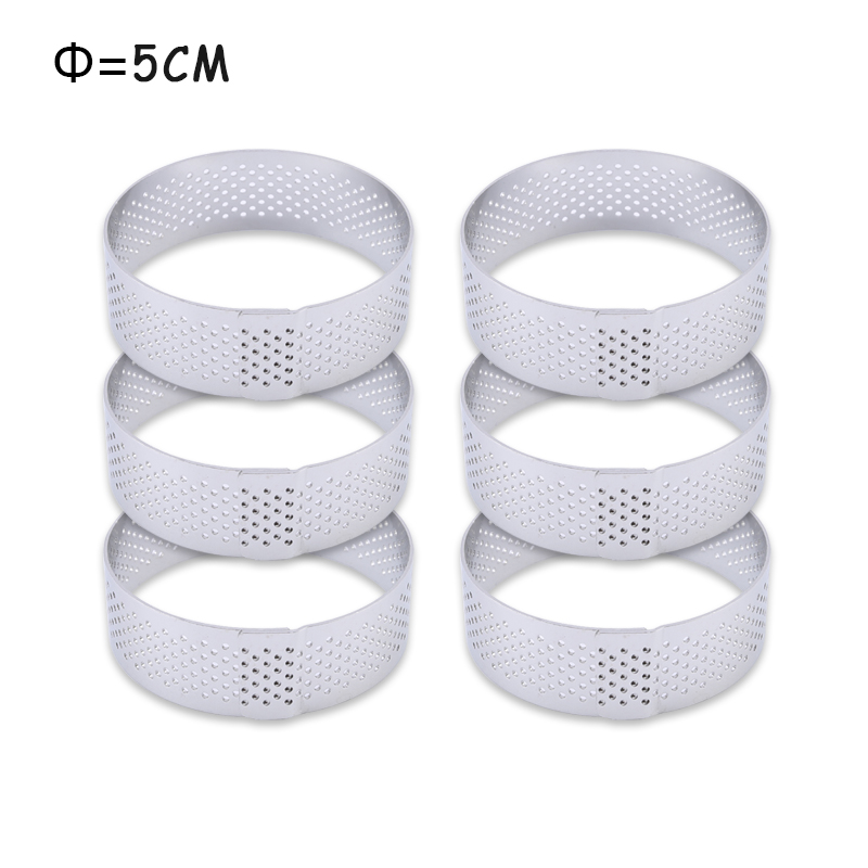 Tart Ring Stainless Steel Tartlet Mold Circle Cutter Pie Ring Heat-Resistant Perforated Cake Mousse Molds Tart Pastry: 5cm 6pcs