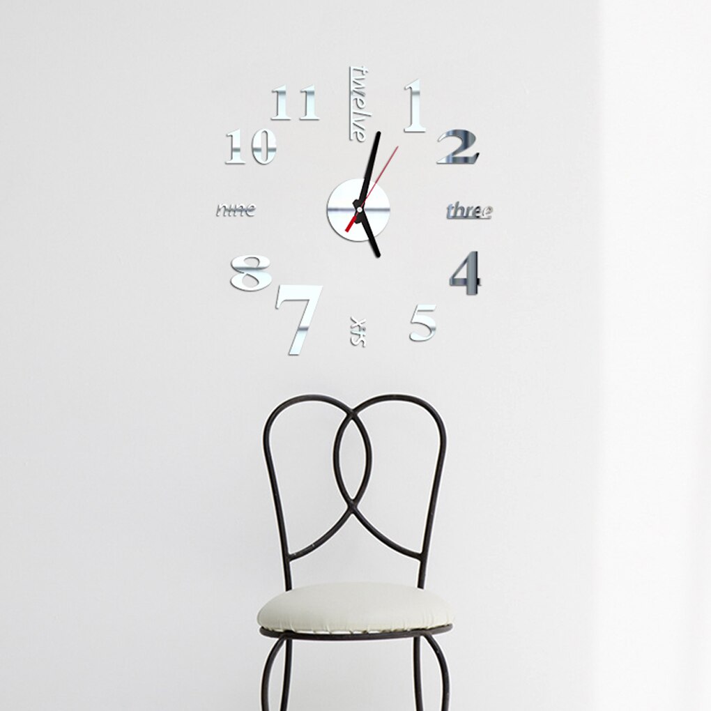 3D Wall Clock Mirror Wall Stickers Removable Self-Adhesive Art Decal Wall Clocks Home Decor