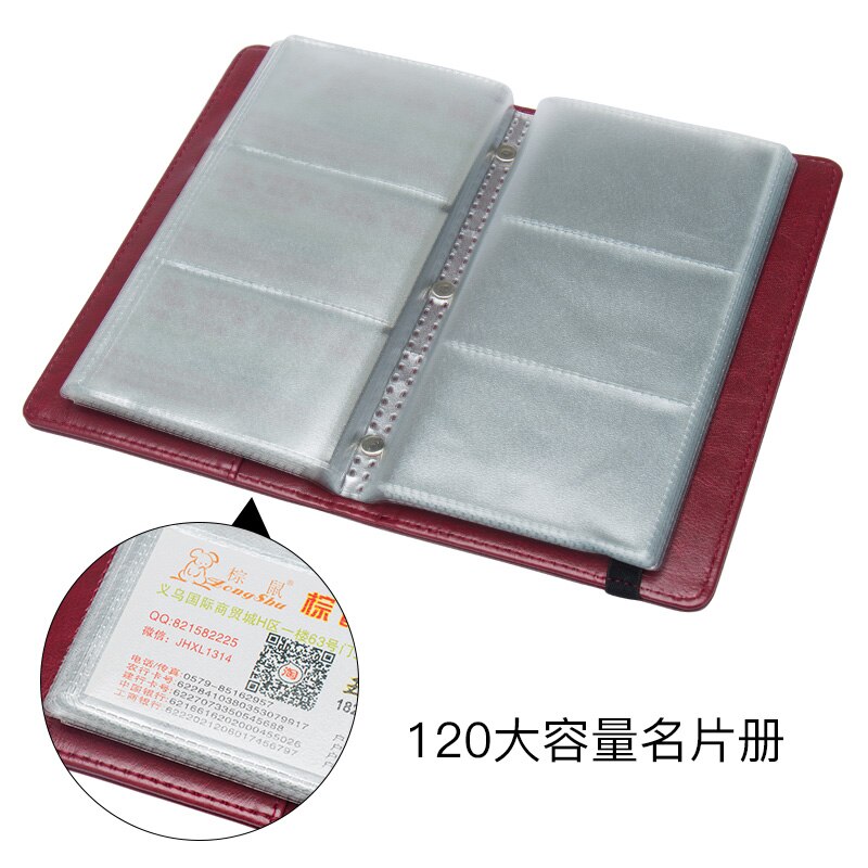 Rött unisex bankkort 120 kort visitkortsbok med snöre pu läder kreditkortshållare stor kapacitet