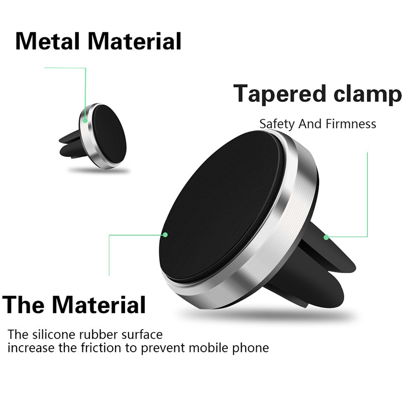 Universel magnétique en alliage d'aluminium voiture support pour téléphone évent de voiture support de Navigation universel téléphone portable paresseux personne support